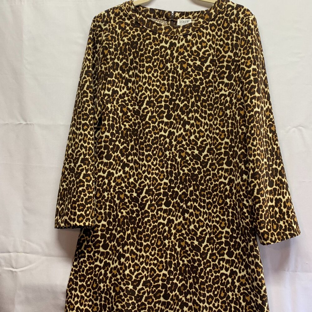 NWT J Crew Cheetah Leopard Cat Print Crepe Shift Dress K2150 Sz 6